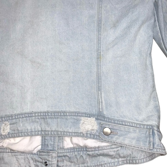 Soho NY&Co Jeans Light Wash Distressed Button Up Denim Jacket Medium Long Sleeve - Picture 12 of 16